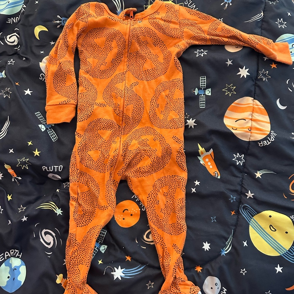 Carter's Orange Pumpkin Print Footie
